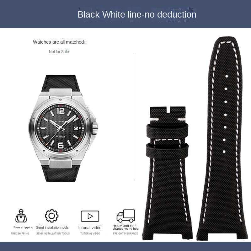 

Nylon Leather bottom Watch band For IWC Engineer series IW500501 IW378507 IW323601 Men s Watch strap 28mm Notch Canvas Bracelet 28mm