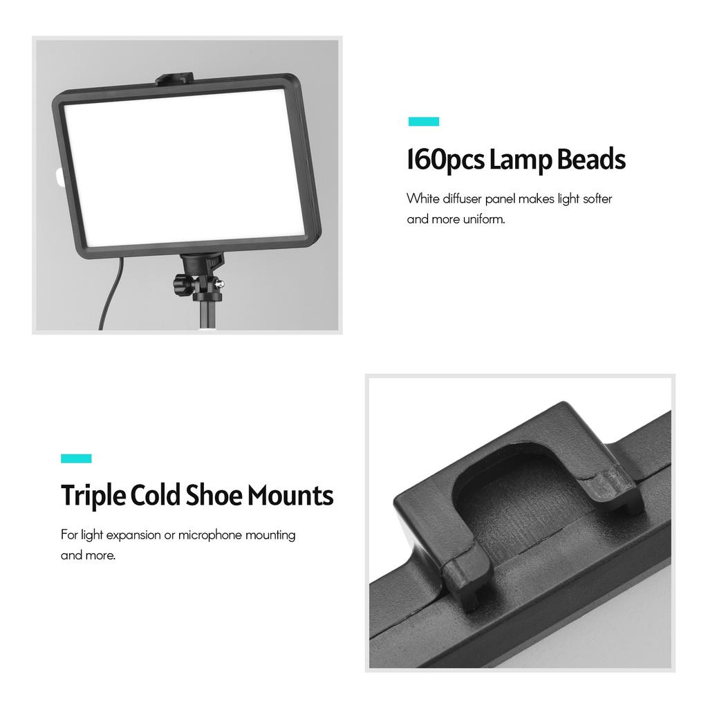 RGB Video Light Kit 10 Levels Brightness Dimmable USB LED Video Lighting Kit with Extendable Tripod