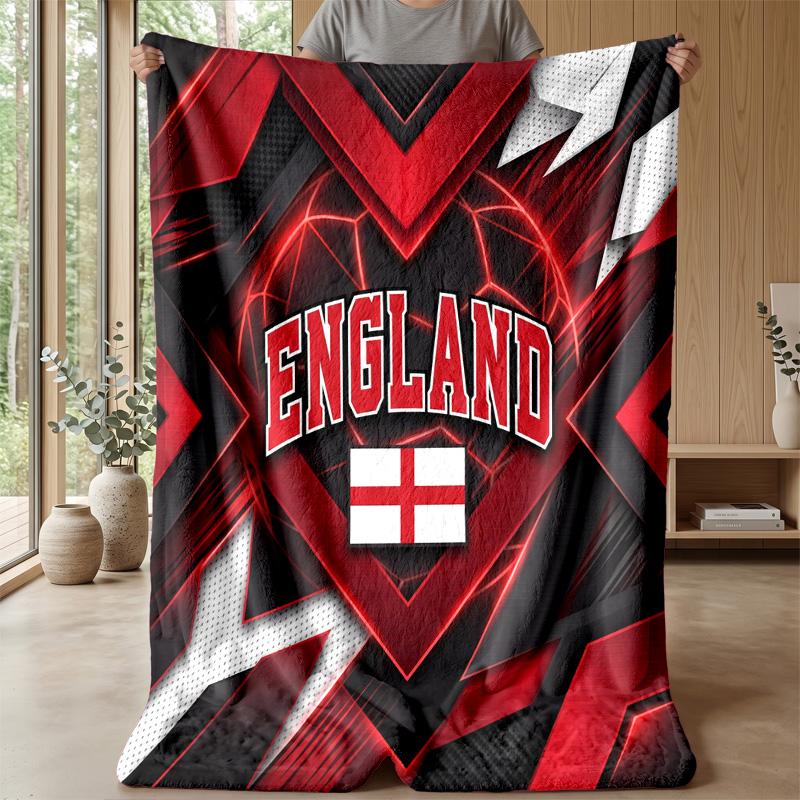 England Football Printed Flannel Blanket Skin Friendly Warm Decorative Throw for Indoor Couch Bed Daily Use