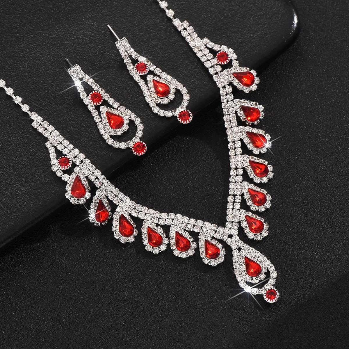 

Роскошный комплект из сверкающих бриллиантовых ожерелий и серег, модные ювелирные изделия, комплект из двух серег, свадебные украшения