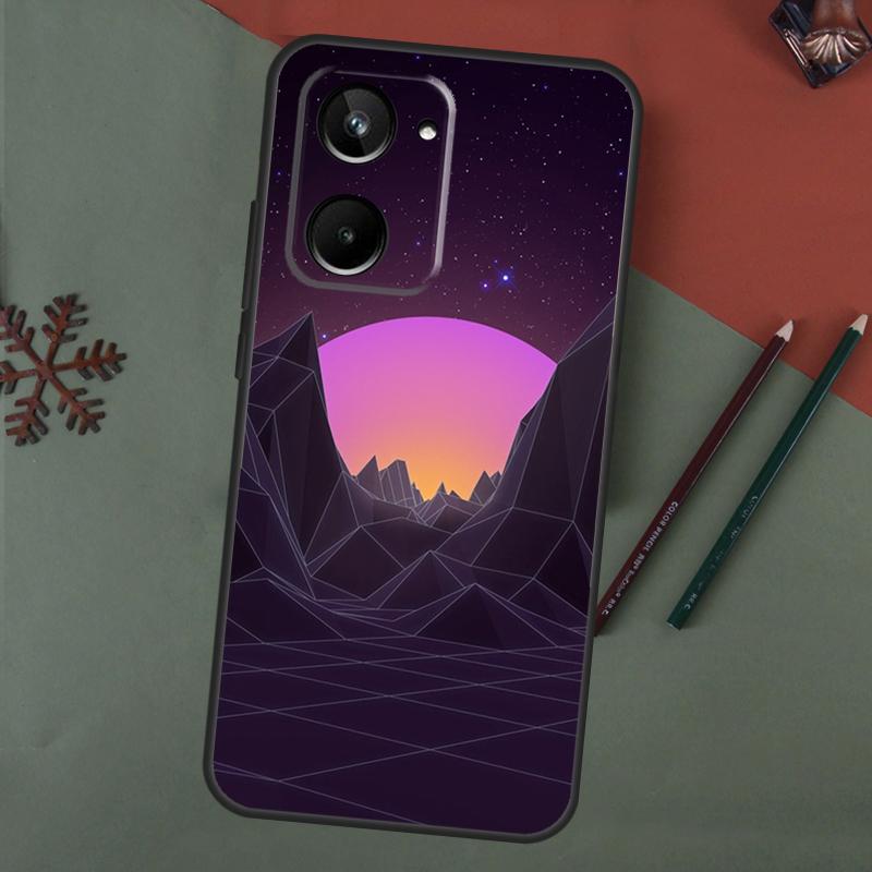 

80S Vaporwave Retro Synthwave Sunset Case For Realme C67 C51 C75 C63 C61 C65 C55 C53 C35 C71 11 12 13 14 Pro Plus GT6 GT7 15 Pro Realme C53