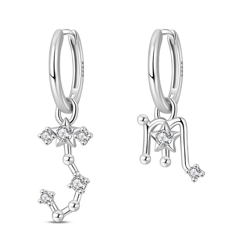 

Hot Sale 925 Sterling Silver 12 Constellation Scorpio Earrings Women Zircon Ear Studs Sparkling Pave Hoop Earring Jewelry Gift