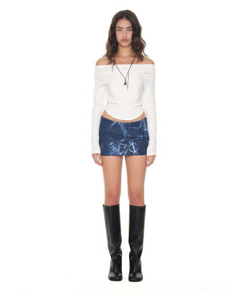 Too Much Tax Cowgirl Printed Skirt Pants Blue