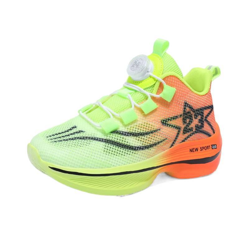 Youth running shoes summer hollow single mesh breathable rotating buckle children's sports shoes shock absorption shoes rotating buckle