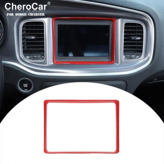 

Interior Dash GPS Navigation Frame Trim Cover Decor Red For Dodge Charger 15-21