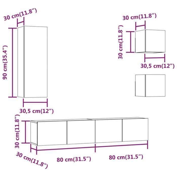 VidaXL Ensemble de meubles TV 5 pcs Gris béton Bois d'ingénierie 3114441