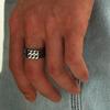 New Vintage 8mm Black Pattern Ring for Men and Women