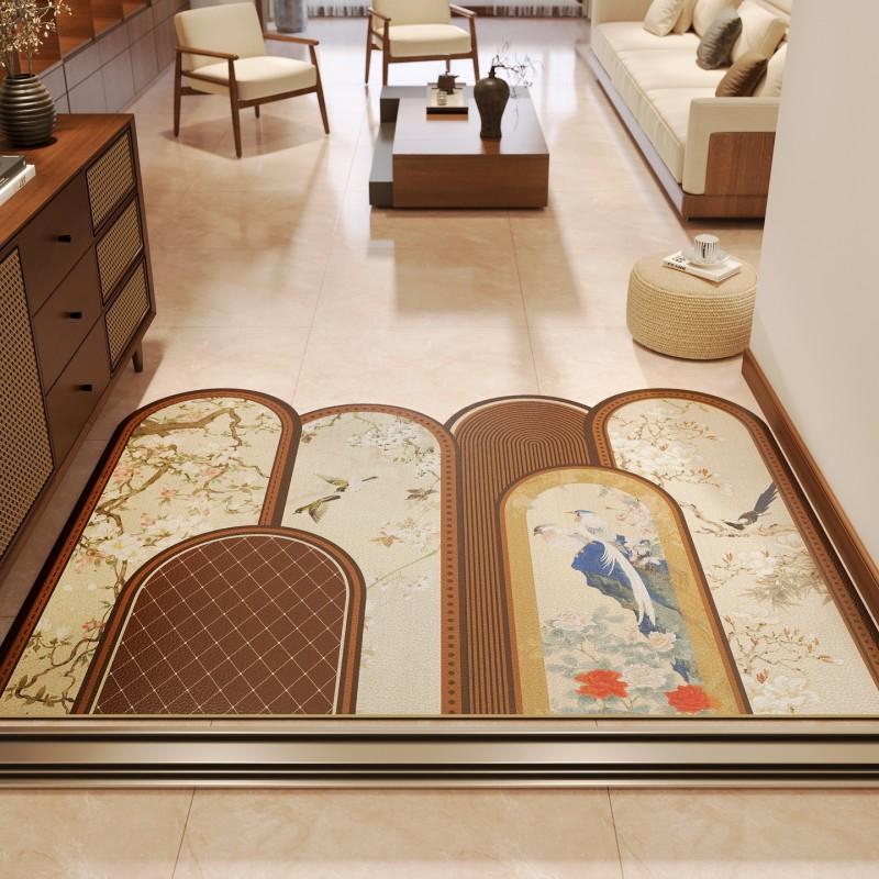 New Chinese Style PVC Leather Doormat Waterproof Stain Resistant Non Slip Entrance Floor Mat Customizable