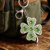 Four Leaf Clover Keychain Sparkling Rhinestone Lucky Charm with Lobster Clasp for Bags And Keys Gift for Women