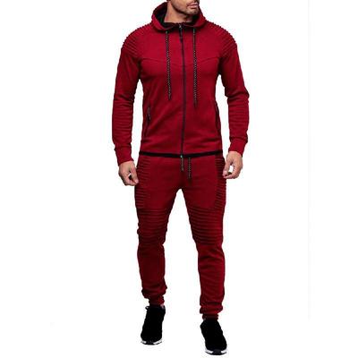 Autumn Men's Fashion Hooded Zipper Coat and Sweatpant Two Piece Sets Solid Color Casual Jogging Tracksuit Sets