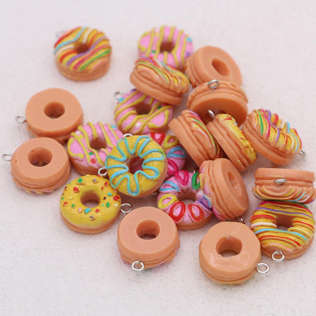 10Pcs Random Assorted Donut Resin Charms For Diy Jewelry Earrings Keychains And Dollhouse Accessories