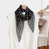 Retro polka dot triangle towel women's spring and summer fashion versatile silk cotton blended scarf decorative small square scarf high sense