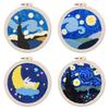 1pc Night Sky Pattern Coaster, Russian Stitch Embroidery, DIY Yarn Kit, Cross Stitch