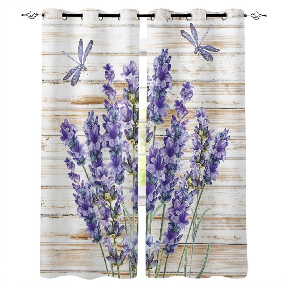 Bedroom Kitchen Curtains Lavender Plant Flowers Curtain Living Room Decoration Items Window Curtains for Living Room