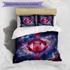 Set Lenzuola Stampato Manchester United 3 Pezzi Morbido Delicato sulla Pelle Lavabile Copripiumino e Federe Set Tutte le Stagioni Camera da Letto