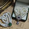 Adjustable Rhinestone Necklace Crystal Pendant Pet Collar Shiny Cat Pearl Necklace  Pet Cat/dog