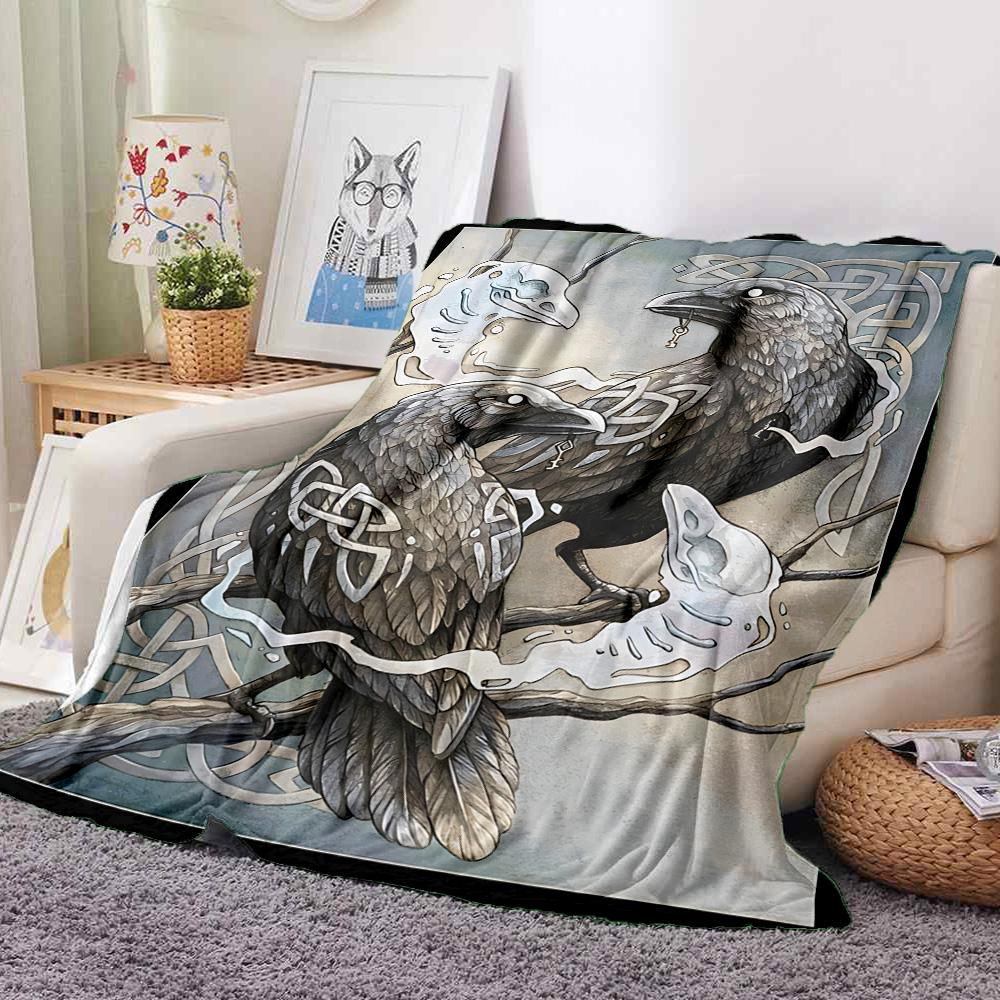 Celtic Raven Flannel Blanket Throw Blanket Soft Warm Sofa Bed Camping Car home Decor Unique Christmas Gift C930228