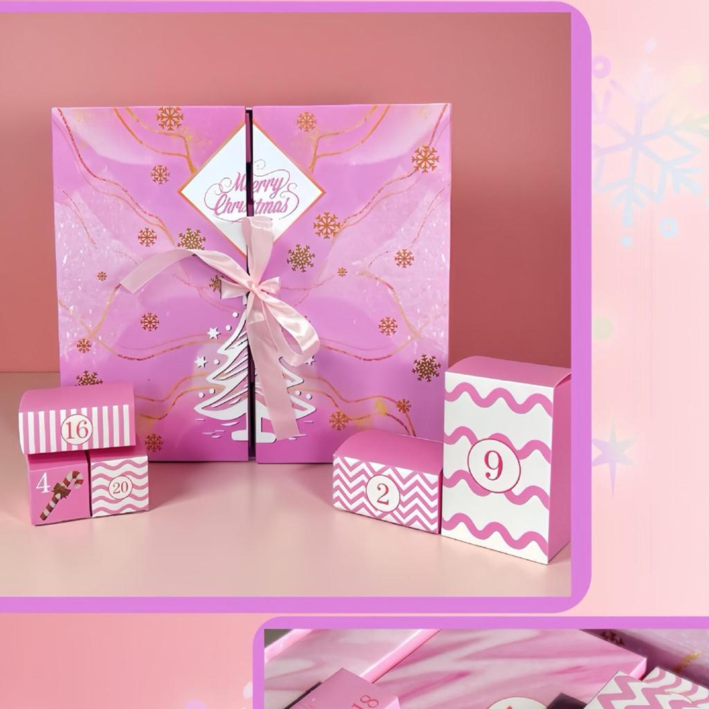 Empty Calendar Advent 24-Grid Christmas Advent Handmade Party Favors Filling Box For Kids Adults Friends Family Stocking