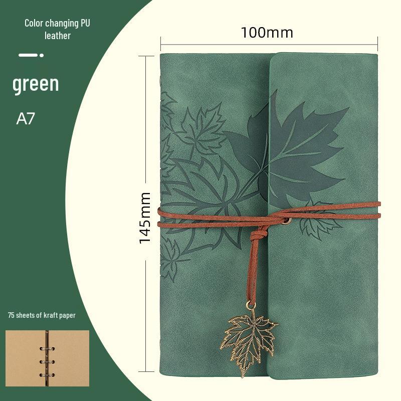 Maple Leaf Retro Loose-Leaf Notebook with Customizable Logo and Skin-Feel Cover