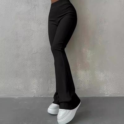 Leggings ajustados de moda para mujer, pantalones de cintura alta de color liso