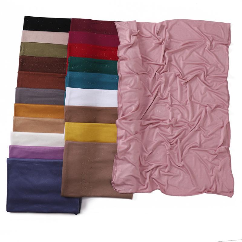 Modal Gold Sprinkles Hijab Wrap Solid Women Soft Long Scarf Shawls Femme Elastic Mercerized Cotton Jersey Lady Headband Muslim