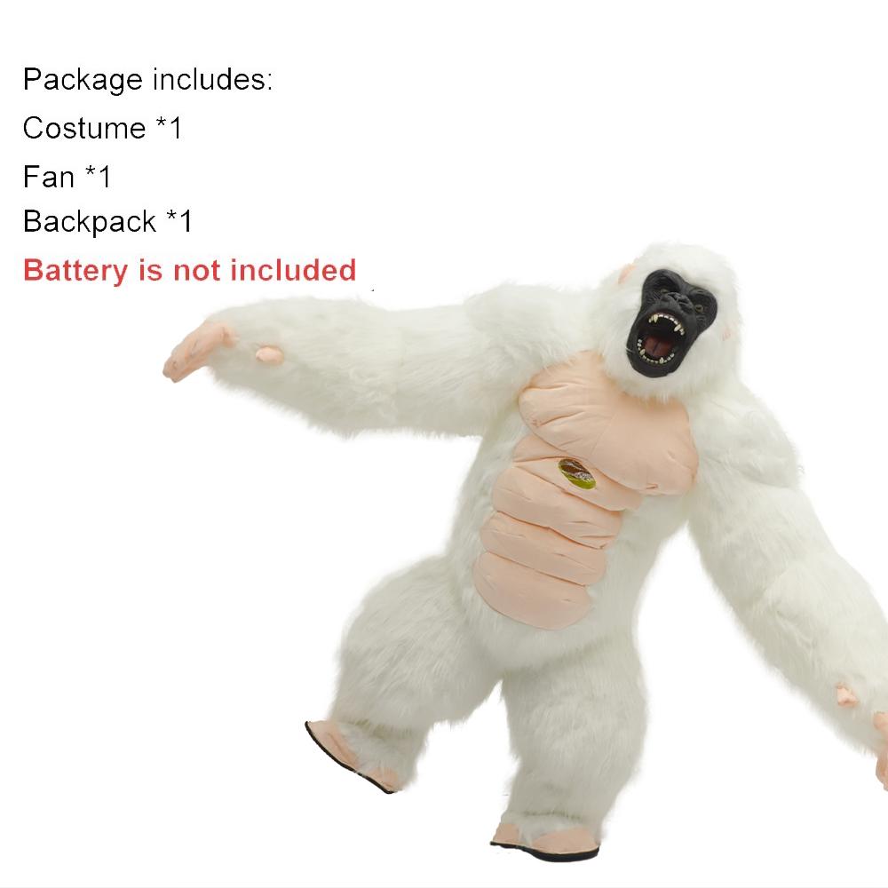 Adult Inflatable King Kong Costume Colorful Plush Gorilla Suit for Halloween Carnival Party Mascot Dress Up