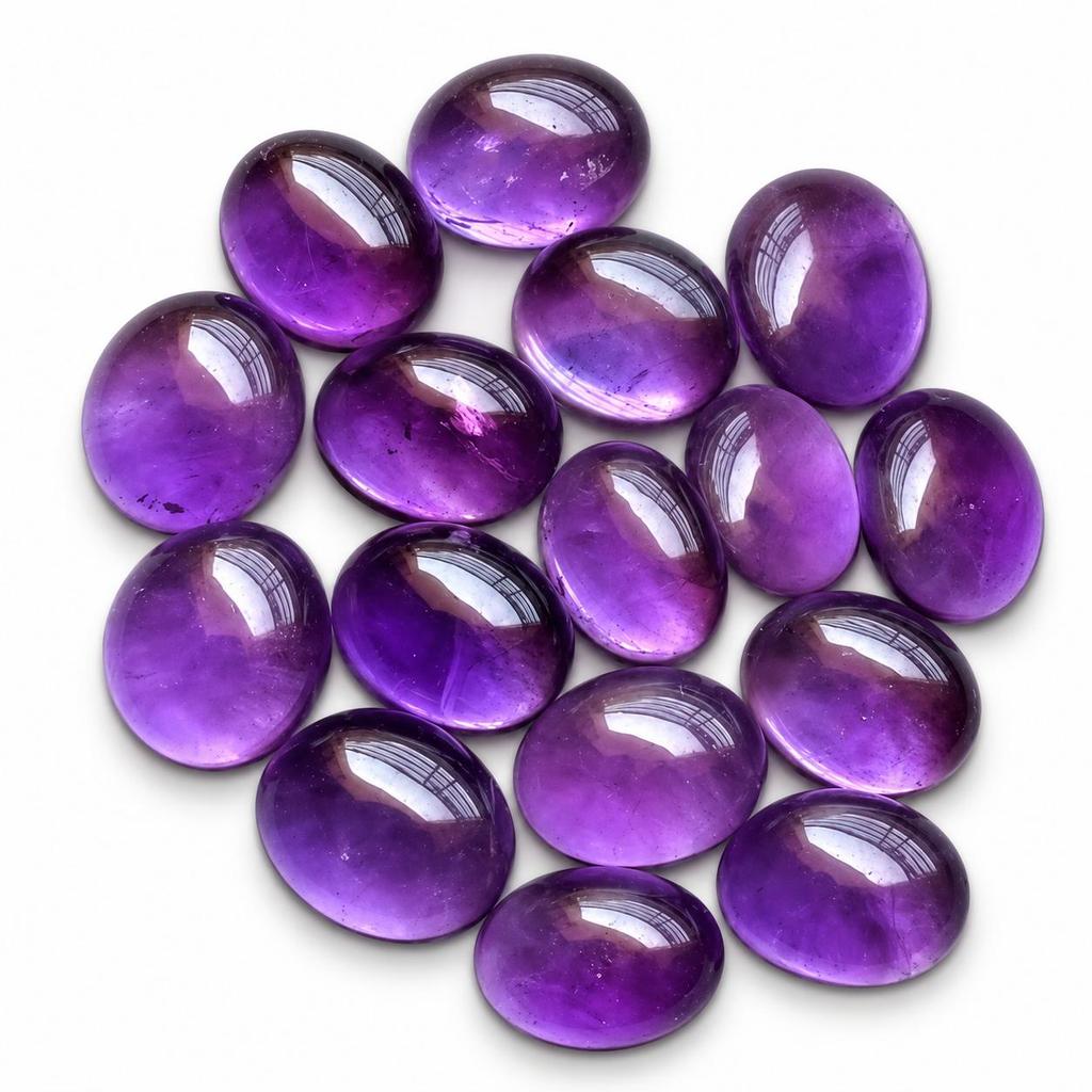 Natural Amethyst Oval Cabochon Gemstone – Polished Purple Loose Stone for Jewelry Making