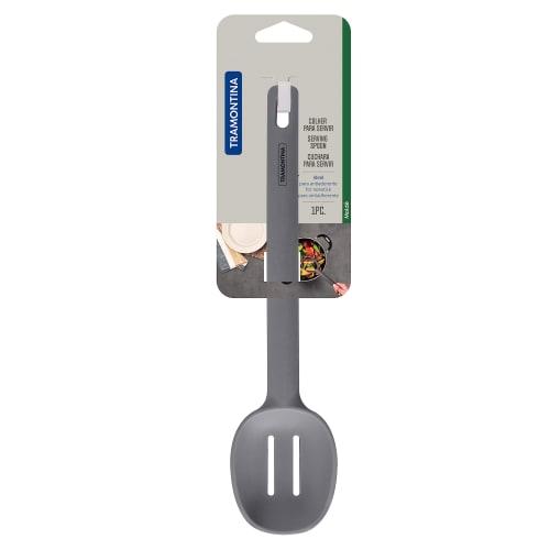 Tramontina Molde Slotted Serving Spoon, 28cm, Gray, Silicone, Spatula, Ladle, Heat-Resistant, Dishwasher-Safe, Made In Brazil, Product Code: 25812/160
