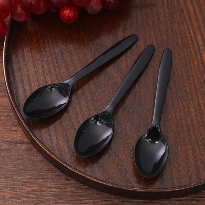 Pack Of 100 Clear Plastic Teaspoons Microwave Safe Round Head Ice Cream Spoon Tableware for Parties Camping and Event
