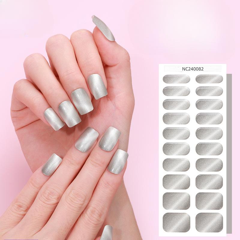 Semi-cured Gel Nail Stickers Gradient Rainbow French Gel Nail Stickers Flash Cat Eye Gel Nail Stickers
