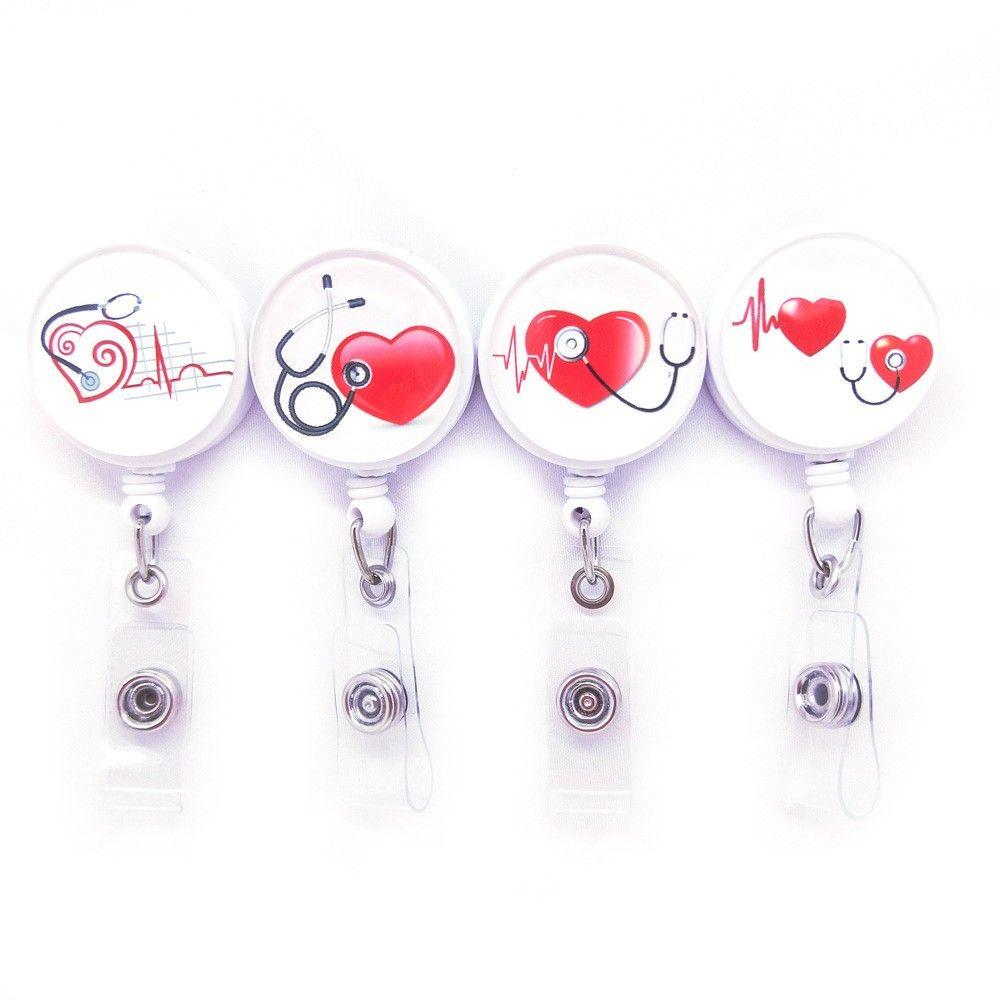 

Стетоскоп Шнур для бейджа Сердце Любви Карманный зажим для груди Держатель для бейджа Держатель для удостоверения личности Легко вытягиваемая пряжка