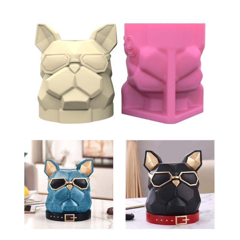 Innovative Silicone Flower Vase Mold Bulldog Shape Flexible Ornament Molds Silicone Flowerpot Mold Suitable for Crafting