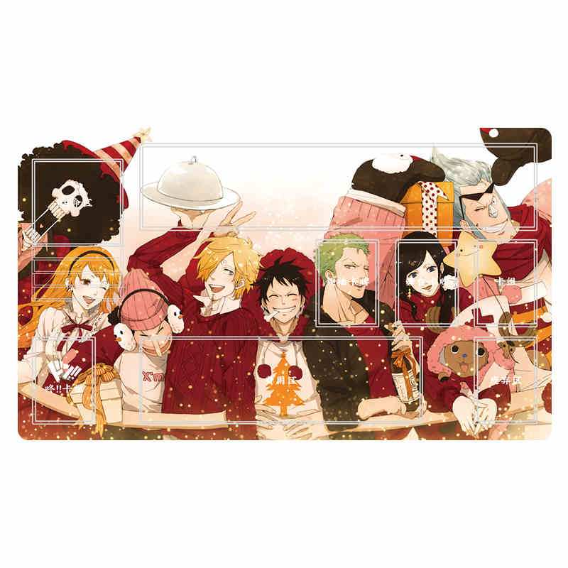 One Piece TCG Playmat with Zones Straw Hat Crew Anime Card Mat Waterproof Aesthetic Office Pad