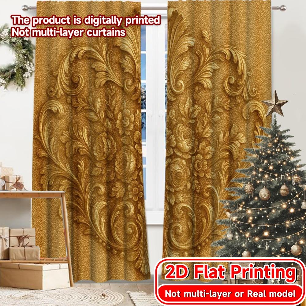 

2D Flat Printing 2pcs Elegant Drapery(1) Modern Modern Curtains Versatile 100% Polyester Curtains Decorations Inside Perfect for 100*130 HOOK 1pcs
