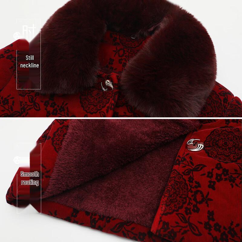 Elderly Women's Retro Fleece-Lined Winter Jacket