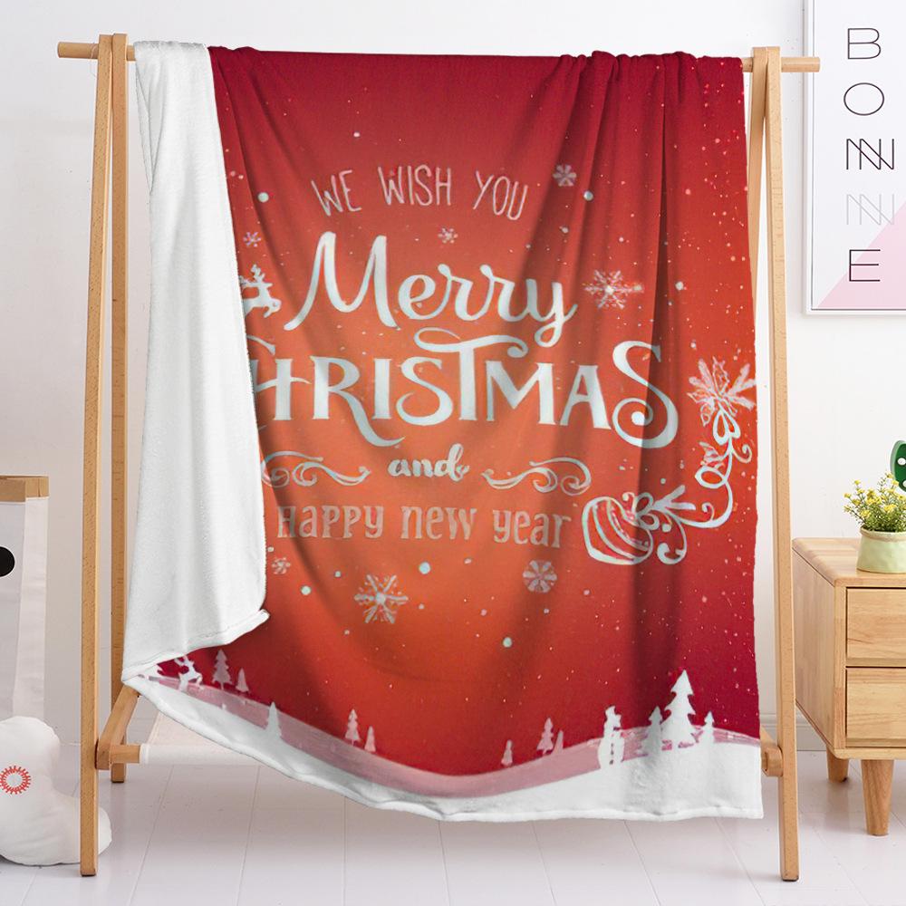 Flannel Blanket Red Christmas Bedroom Blanket European And American Size Blanket Digital Printing