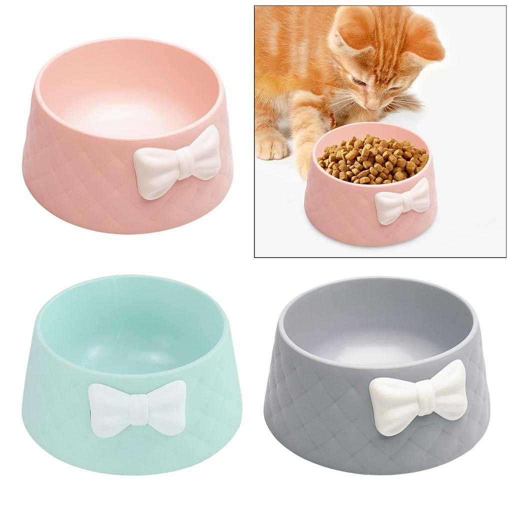 Cat Bowl Feeding Dishes Stable Novelty Anti Slip, Bow Tie Decorated, Pet Feeder Water Cats for