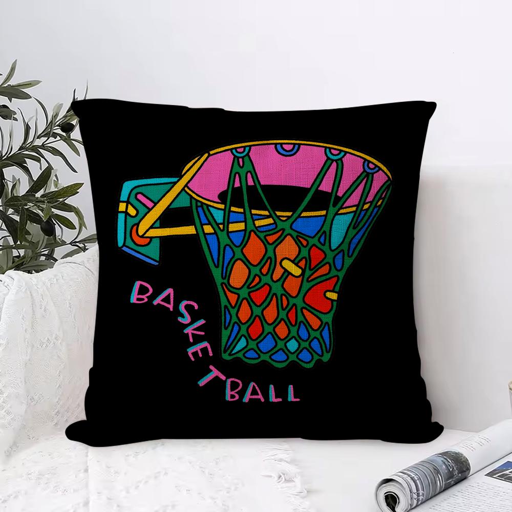 Ball Sports Doodles Cushion Cover Eco Linen Pillow Case DoubleSided Print Breathable Durable Zipper Home Decor Gift