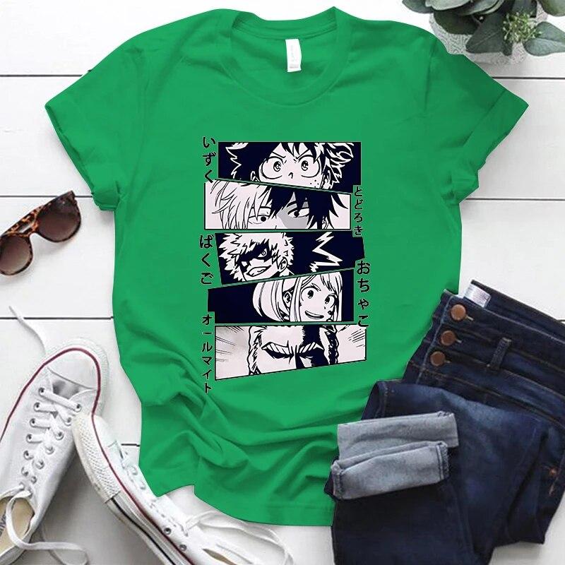 New Anime Deku Bakugou Katsuki Todoroki Shoto Printed T-shirts Unisex Women Fashion Y2k Summer Casual Short Sleeved T-shirts
