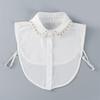Comfortable Polyester Detachable Collar for Women Faux Pearls and Bead Removable Button Lightweight False Collar Shirt