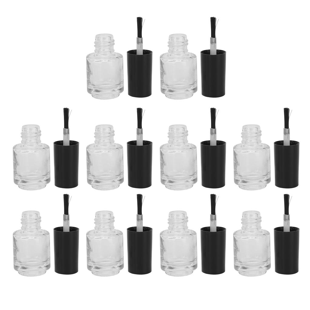 10pcs 5ml Professional Empty Nail Polish Glass Bottle with Brush Cap Funnel Mixing Balls