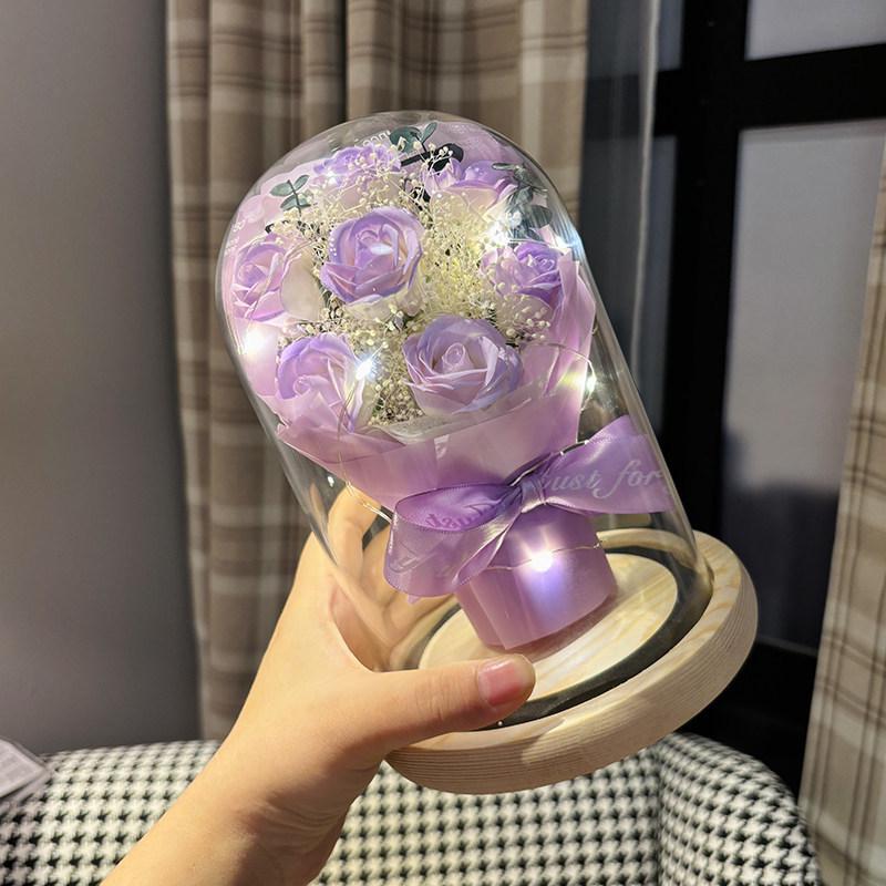 March 8th Women's Day Eternal Rose Glass Dome Bouquet - Ideal Birthday Gift for Girlfriend or Mom