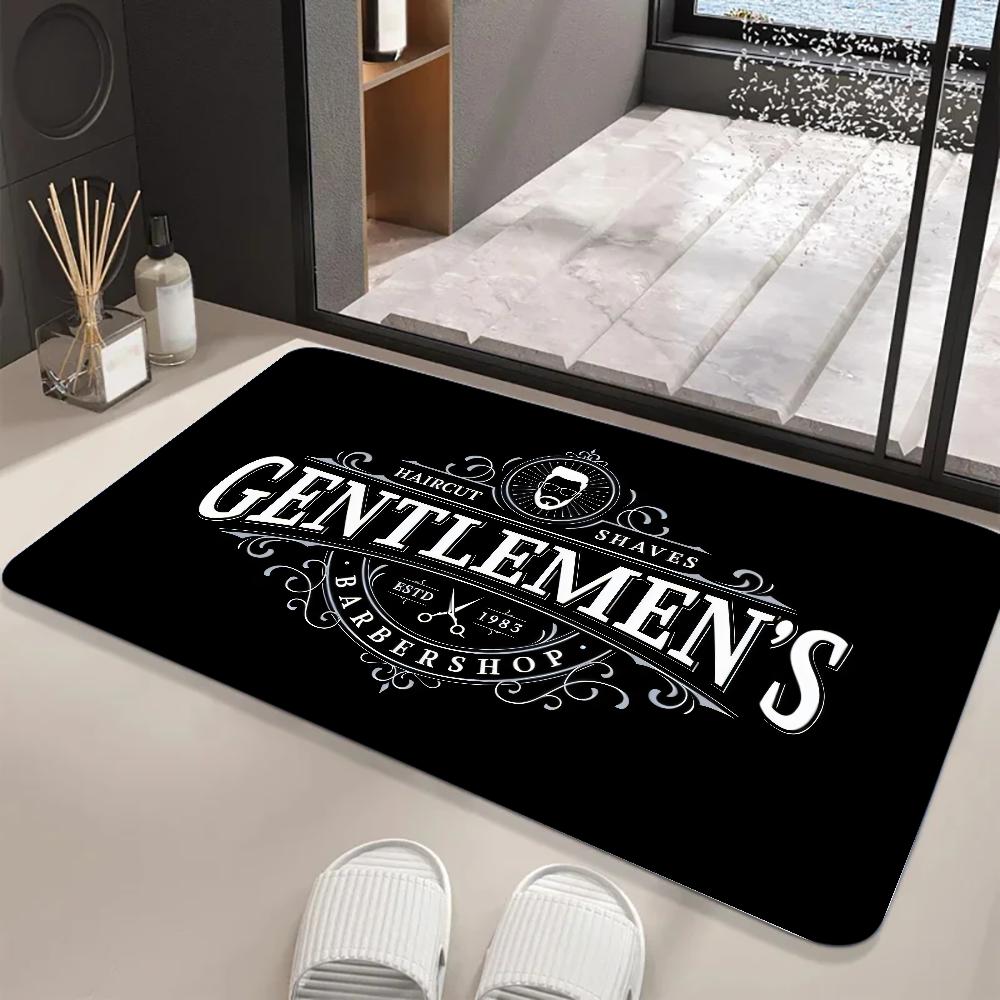 Barber Shop Sign Floor Mat Graphic Printed Flannel Doormats for Bathroom Kitchen Entrance Carpet Home Decor