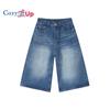 Cozy Up Men's Loose Hip Hop Cropped Jeans Work Denim Shorts with Cargo Pockets