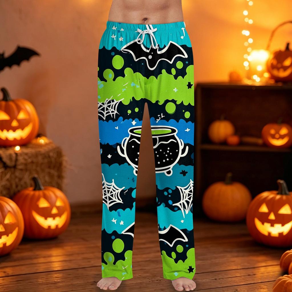 Men's Halloween Print Drawstring Pants Casual Lounge Sleepwear Relaxed Fit Elastic Waistband Soft Fabric