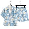 Unisex Summer Ice Silk Quick-Dry Hawaiian Shirt & Shorts Set