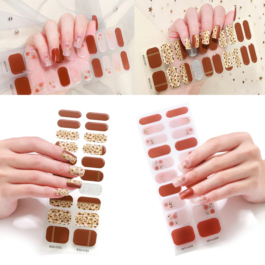 20 Tips Semi-Cured Gel Nail Patch Adhesive Sliders Long Lasting Full Cover Nail Stcikers Gel LED UV Lamp Neede