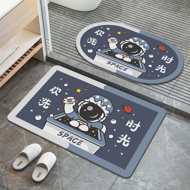 Cartoon Astronaut Diatom Mud Floor Mat Home Doormat Bathroom Moisture-wicking Non-slip Cushion Restroom Quick Drying Soiled Foot Mat