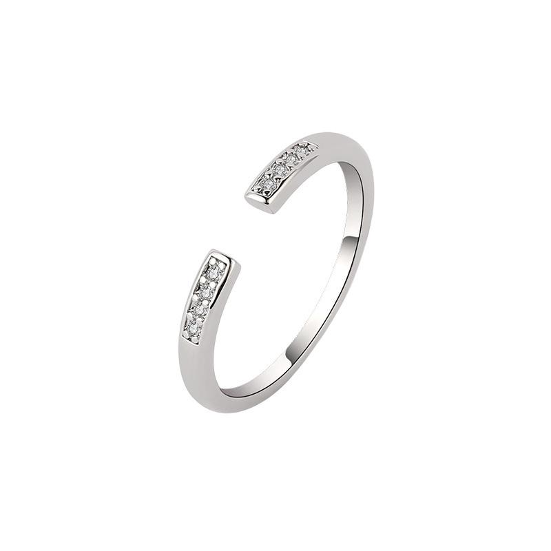 

100% 925 Sterling Silver Jewelry Korean Simple Crystal Open Rings for Women Men Fashion Anel De Prata Bijoux Wedding Party Gift One Size