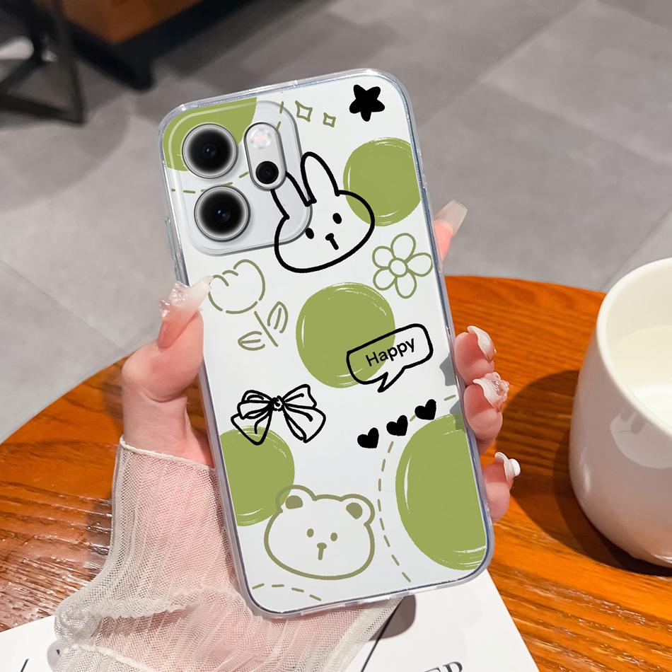 For Oppo Reno 14F 5G Phone Case Leisure Style Patterns Soft Silicone TPU Transparent Lightweight Cover For Oppo Reno14 F Capa
